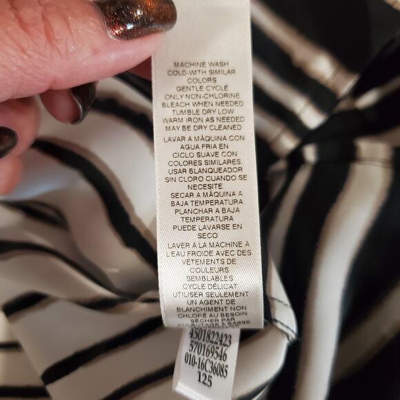 Chicos Womens Striped Roll Tab Sleeve Shell Button Tunic Blouse Size 3 US XL 16 - Picture 10 of 13